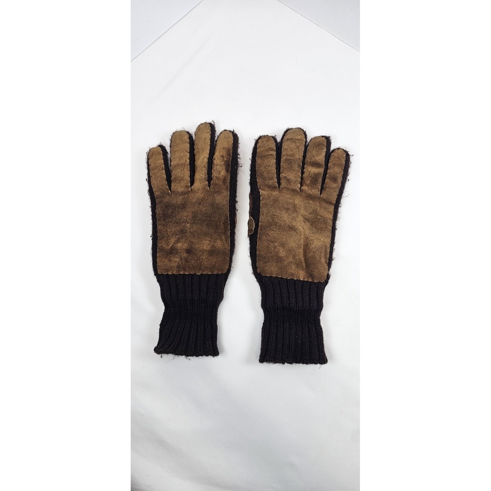 Vintage Suede Gripβ Knit Gloves Brown Black Winter Workwear One Size Stretch